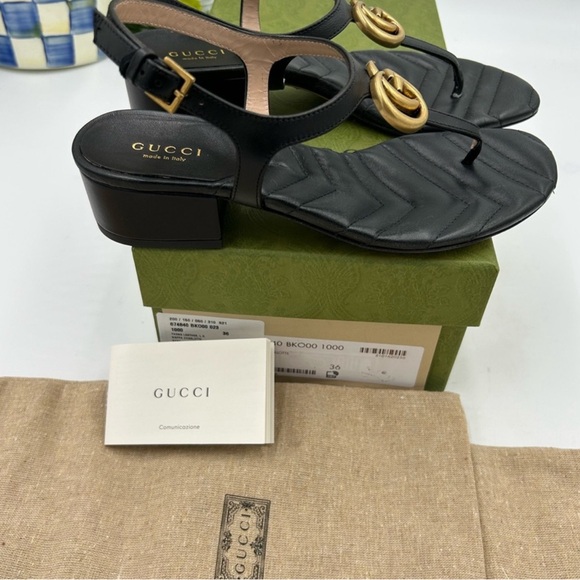 Women’s Gucci double G block heel quilted leather sandals, size 36 made in Italy - Picture 2 of 9